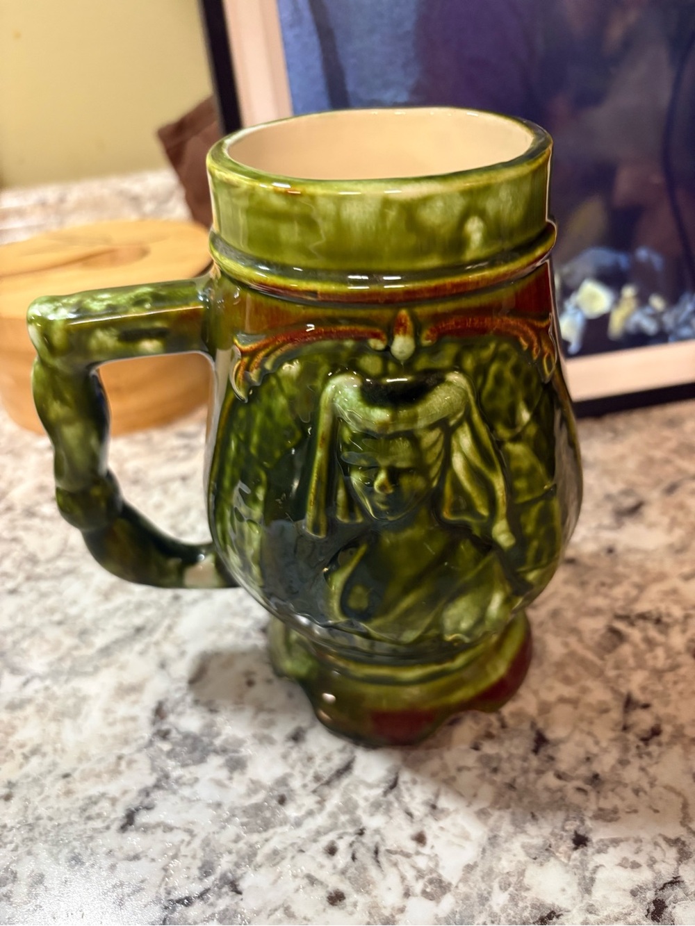 Green Ceramic Decorative Beer Stein Mug - - Picture 2 of 3